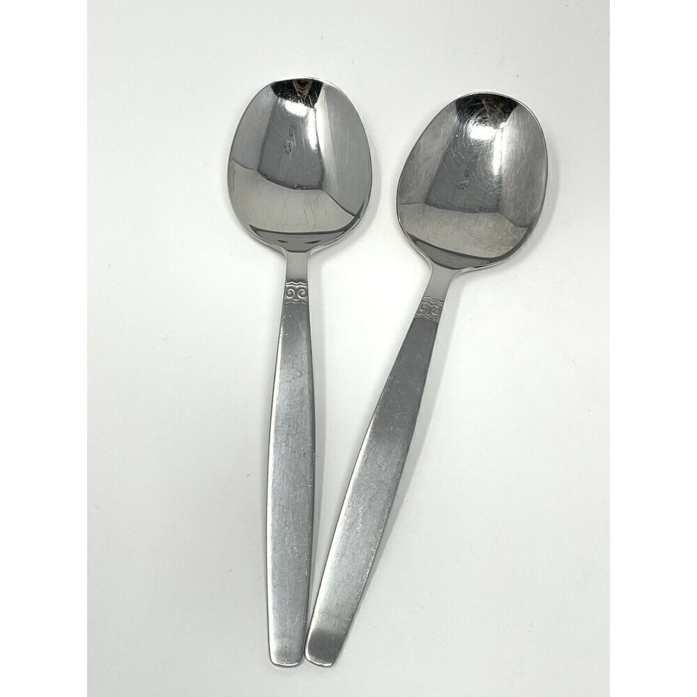 Nils Johan Sweden Sessan Large Serving Table Spoons NIJ1 8.5” Set Of 2